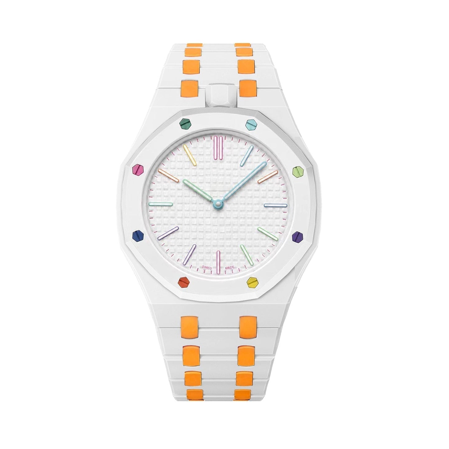 [Aetheris]OAK POP EXCLUSIVE WHITE AND ORANGE BIOCERAMIC STRAP