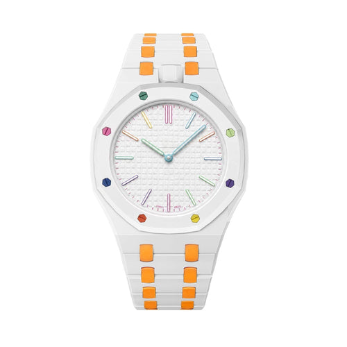 [Aetheris]OAK POP EXCLUSIVE WHITE AND ORANGE BIOCERAMIC STRAP