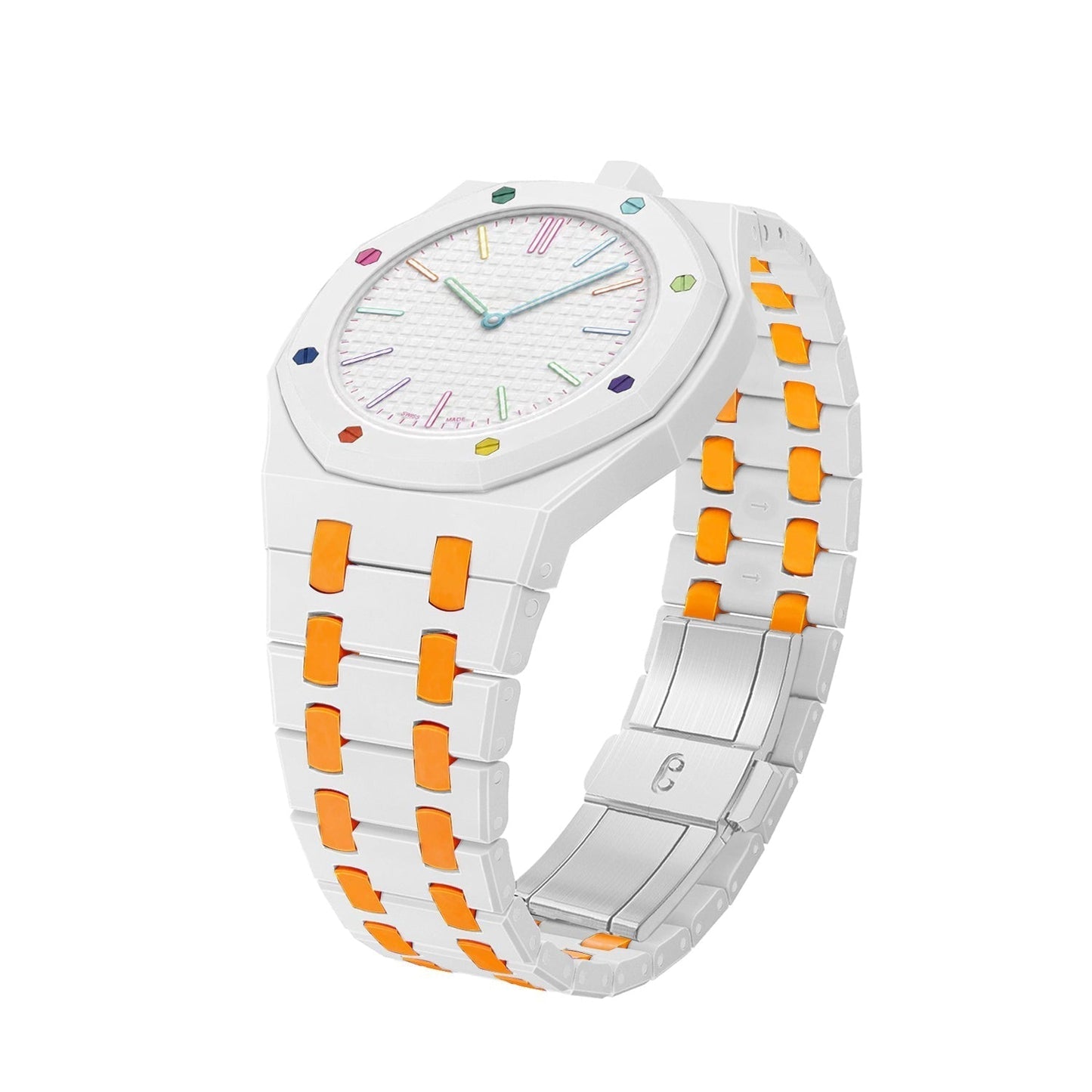 [Aetheris]OAK POP EXCLUSIVE WHITE AND ORANGE BIOCERAMIC STRAP