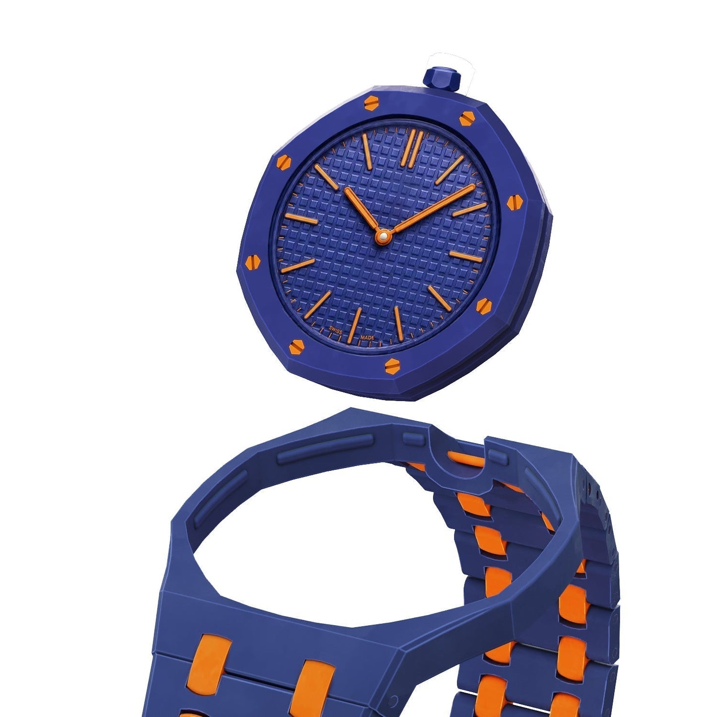 [Aetheris]OAK POP EXKLUSIVES DUNKELBLAU-ORANGE BIOCERAMIC-ARMBAND