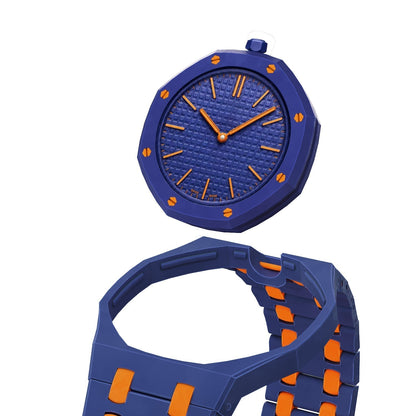 [Aetheris]OAK POP EXKLUSIVES DUNKELBLAU-ORANGE BIOCERAMIC-ARMBAND