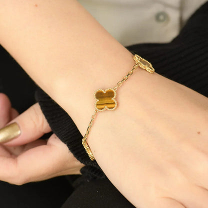 [Aetheris]LUCKY CLOVER 5-MOTIV-ARMBAND - TIGERAUGE-KOLLEKTION