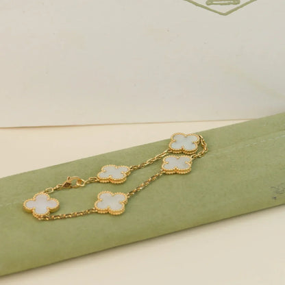 [Aetheris]LUCKY CLOVER 5-MOTIF BRACELET - WHITE MOTHER-OF-PEARL COLLECTION