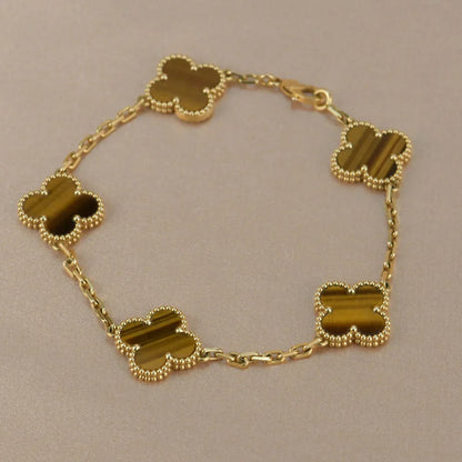 [Aetheris]LUCKY CLOVER 5-MOTIV-ARMBAND - TIGERAUGE-KOLLEKTION