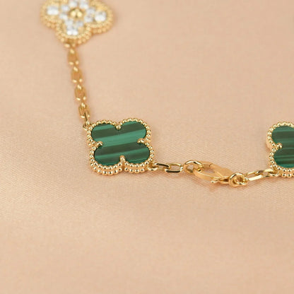 [Aetheris]LUCKY CLOVER 5-MOTIF BRACELET - MALACHITE COLLECTION