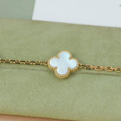 [Aetheris]LUCKY CLOVER 5-MOTIF BRACELET - WHITE MOTHER-OF-PEARL COLLECTION
