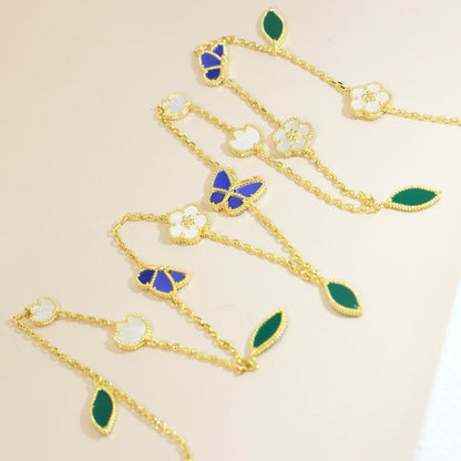[Aetheris]GLÜCKLICHE FRÜHLINGS-SCHMETTERLINGS- & BLUMEN-STATEMENT-HALSKETTE – 15-MOTIV-BLUMEN-DESIGN