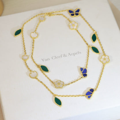 [Aetheris]GLÜCKLICHE FRÜHLINGS-SCHMETTERLINGS- & BLUMEN-STATEMENT-HALSKETTE – 15-MOTIV-BLUMEN-DESIGN
