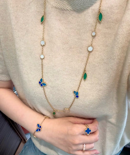 [Aetheris]GLÜCKLICHE FRÜHLINGS-SCHMETTERLINGS- & BLUMEN-STATEMENT-HALSKETTE – 15-MOTIV-BLUMEN-DESIGN