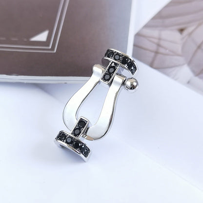 [Aetheris]FORCE GROSSES HUFEISEN-ARMBAND MIT SCHWARZER DIAMANTENVERZIERUNG - WEISSGOLD