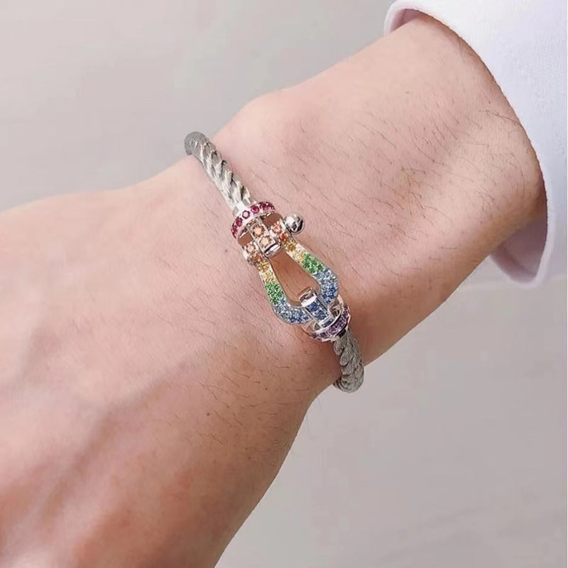 [Aetheris]FORCE LARGE HORSESHOE COLORED DIAMOND BRACELET - WHITE GOLD