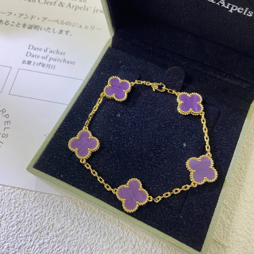 [Aetheris]GLÜCKKLEE-ARMBAND MIT 5 MOTIVEN - VIOLETTE KOLLEKTION