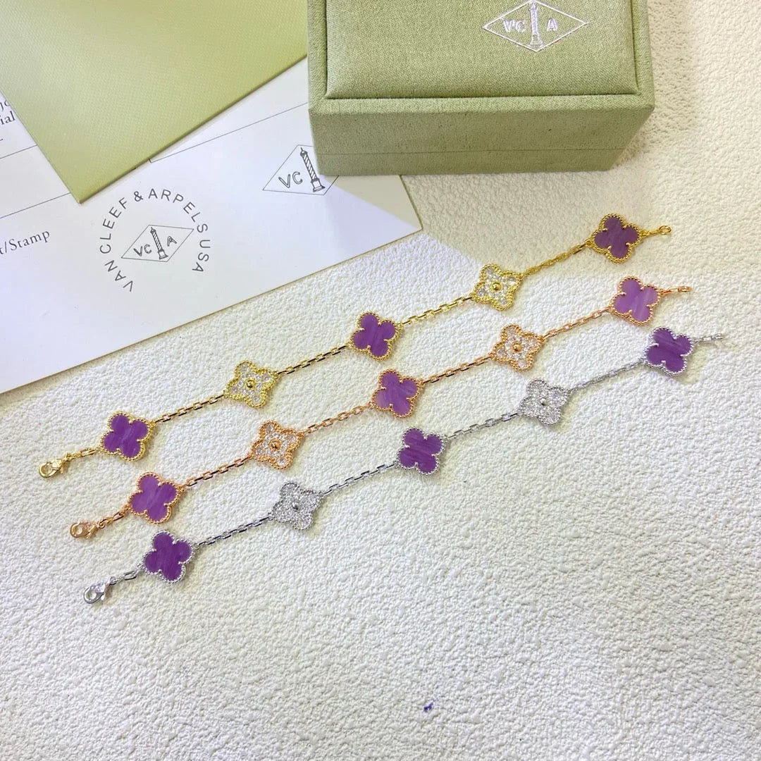 [Aetheris]GLÜCKKLEE-ARMBAND MIT 5 MOTIVEN - VIOLETTE KOLLEKTION