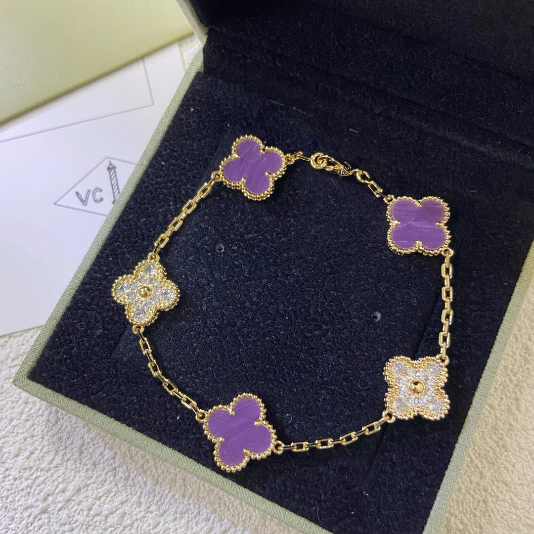 [Aetheris]GLÜCKKLEE-ARMBAND MIT 5 MOTIVEN - VIOLETTE KOLLEKTION