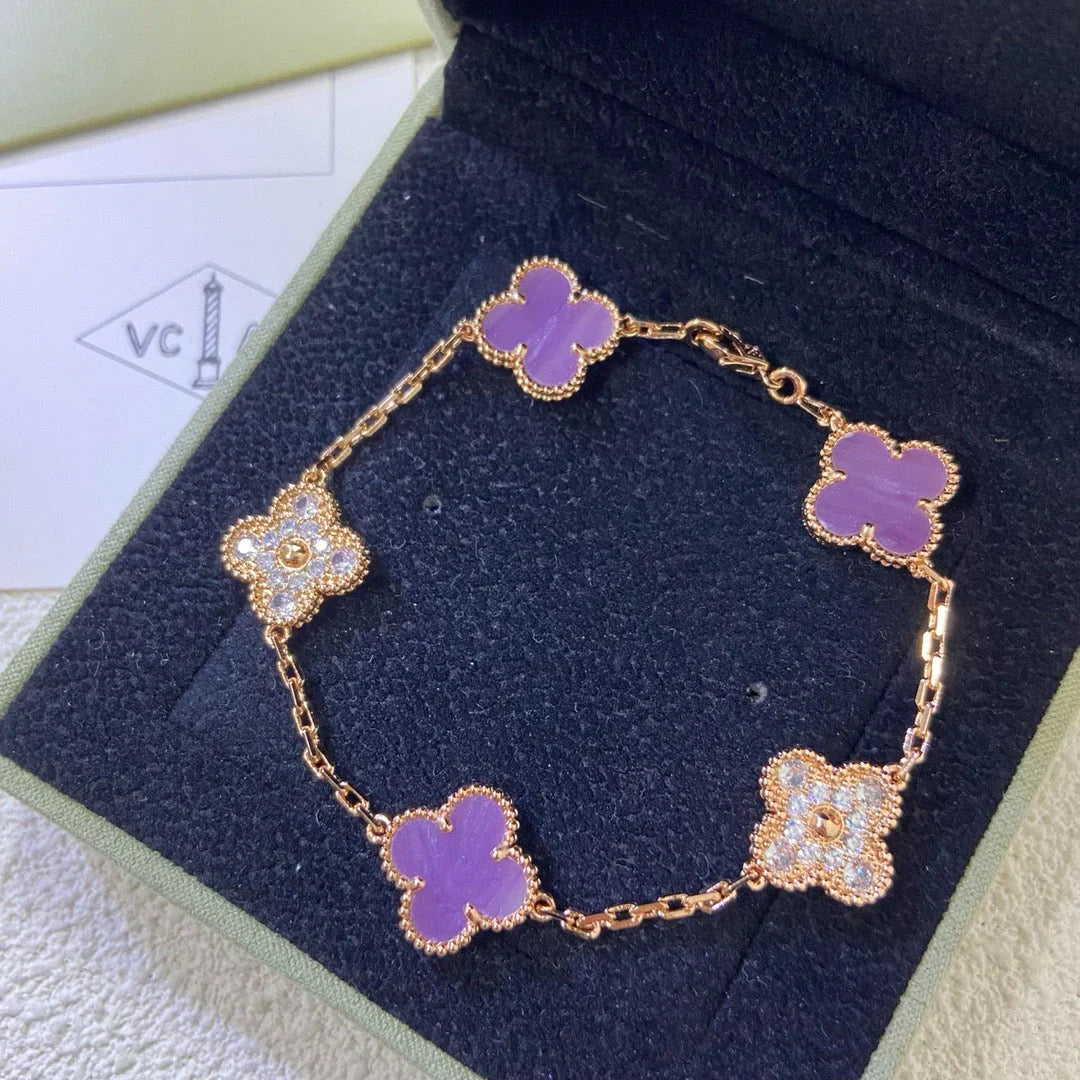 [Aetheris]GLÜCKKLEE-ARMBAND MIT 5 MOTIVEN - VIOLETTE KOLLEKTION