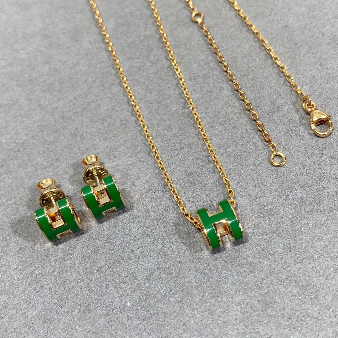 [Aetheris]POP H GRÜNE HALSKEKETTE SILBER UND GOLD