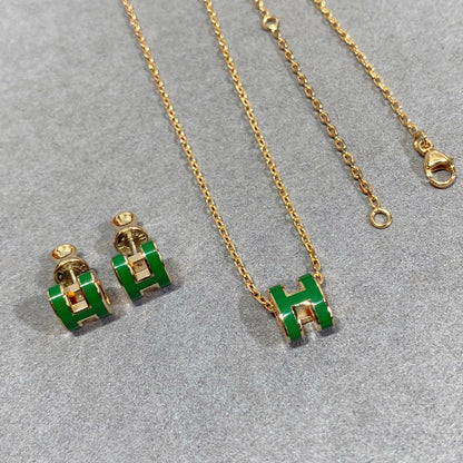 [Aetheris]POP H GRÜNE HALSKEKETTE SILBER UND GOLD
