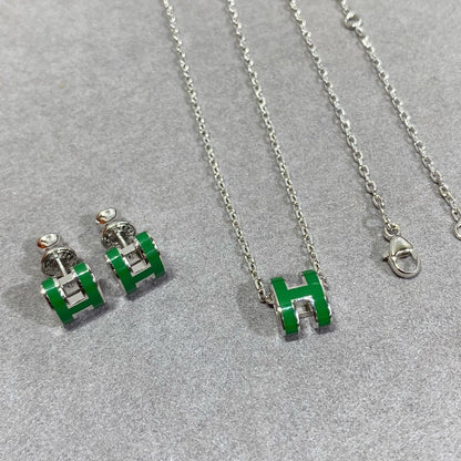 [Aetheris]POP H GRÜNE HALSKEKETTE SILBER UND GOLD