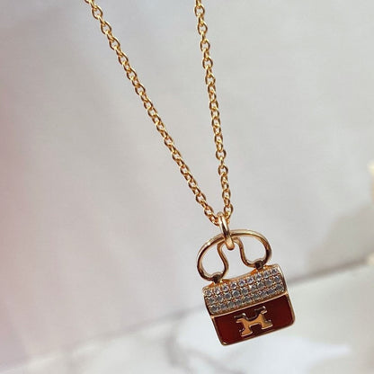 [Aetheris]CONSTANCE RED PEDANT ROSE GOLD NECKLACE