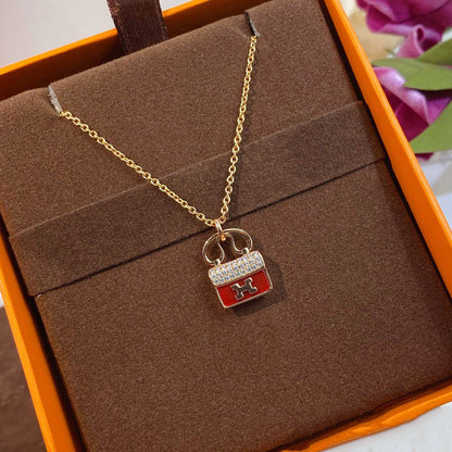 [Aetheris]CONSTANCE RED PEDANT ROSE GOLD NECKLACE