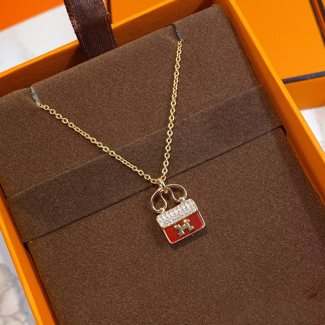 [Aetheris]CONSTANCE RED PEDANT ROSE GOLD NECKLACE