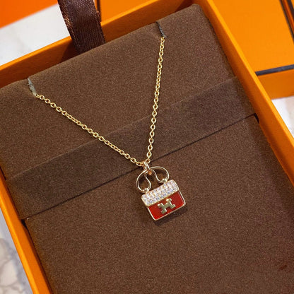 [Aetheris]CONSTANCE RED PEDANT ROSE GOLD NECKLACE