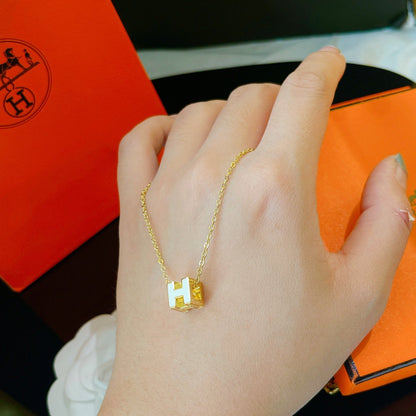 [Aetheris]H WHITE SQUARE GOLD NECKLACE