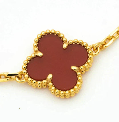 [Aetheris]LUCKY CLOVER 5-MOTIF ARMBAND – KOLLEKTION ROTER KARNEOL