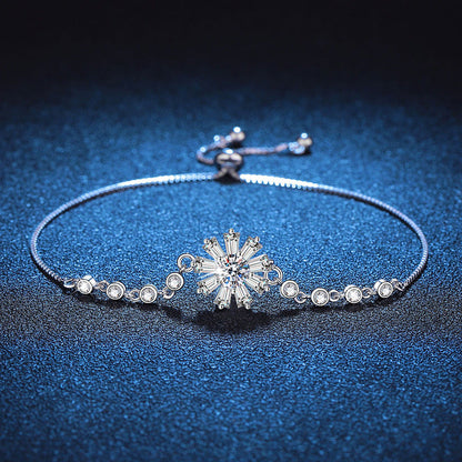 [Aetheris]STRAHLENDES EISIGES KRISTALL-SONNENBLUMEN-MOISSANIT-ARMBAND