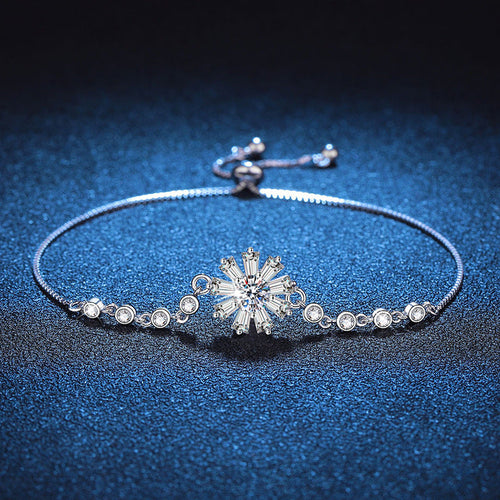 [Aetheris]STRAHLENDES EISIGES KRISTALL-SONNENBLUMEN-MOISSANIT-ARMBAND