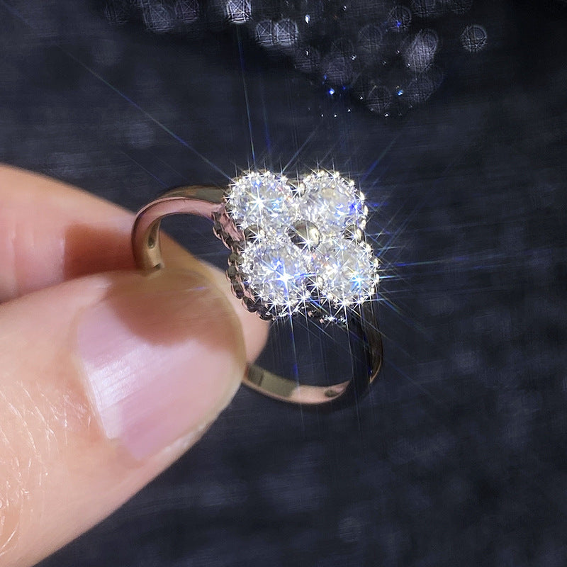 [Aetheris]ELEGANTER VIERBLÄTTRIGER KLEE MOISSANIT RING