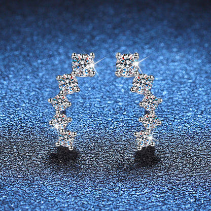 [Aetheris]SPARKLING SMILE ARC MOISSANITE STUD EARRINGS