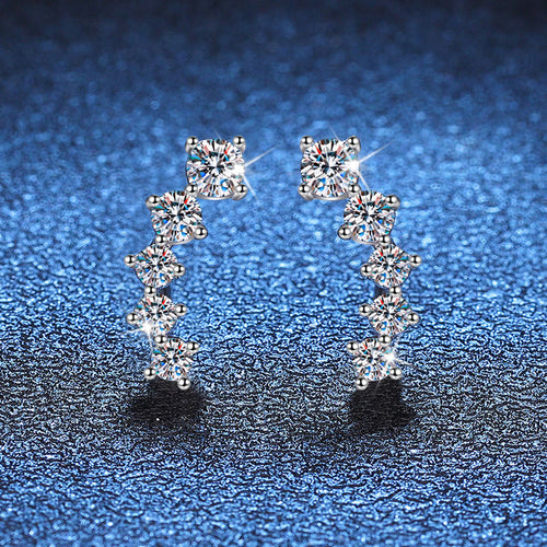 [Aetheris]SPARKLING SMILE ARC MOISSANITE STUD EARRINGS