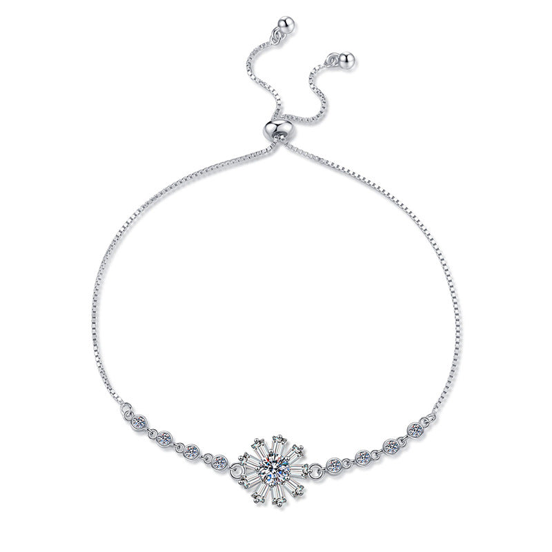 [Aetheris]STRAHLENDES EISIGES KRISTALL-SONNENBLUMEN-MOISSANIT-ARMBAND