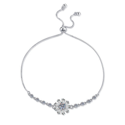 [Aetheris]STRAHLENDES EISIGES KRISTALL-SONNENBLUMEN-MOISSANIT-ARMBAND