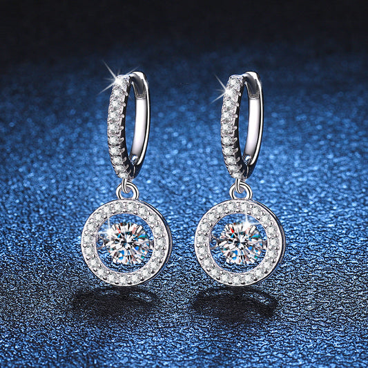 [Aetheris]DANCING MOISSANITE HALO DROP HOOP EARRINGS