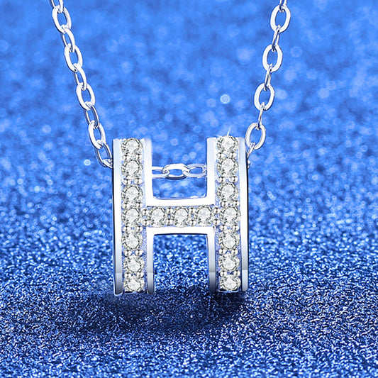[Aetheris]FULL-PAVE "H" MOISSANITE PENDANT NECKLACE
