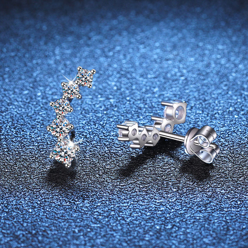 [Aetheris]SPARKLING SMILE ARC MOISSANITE STUD EARRINGS