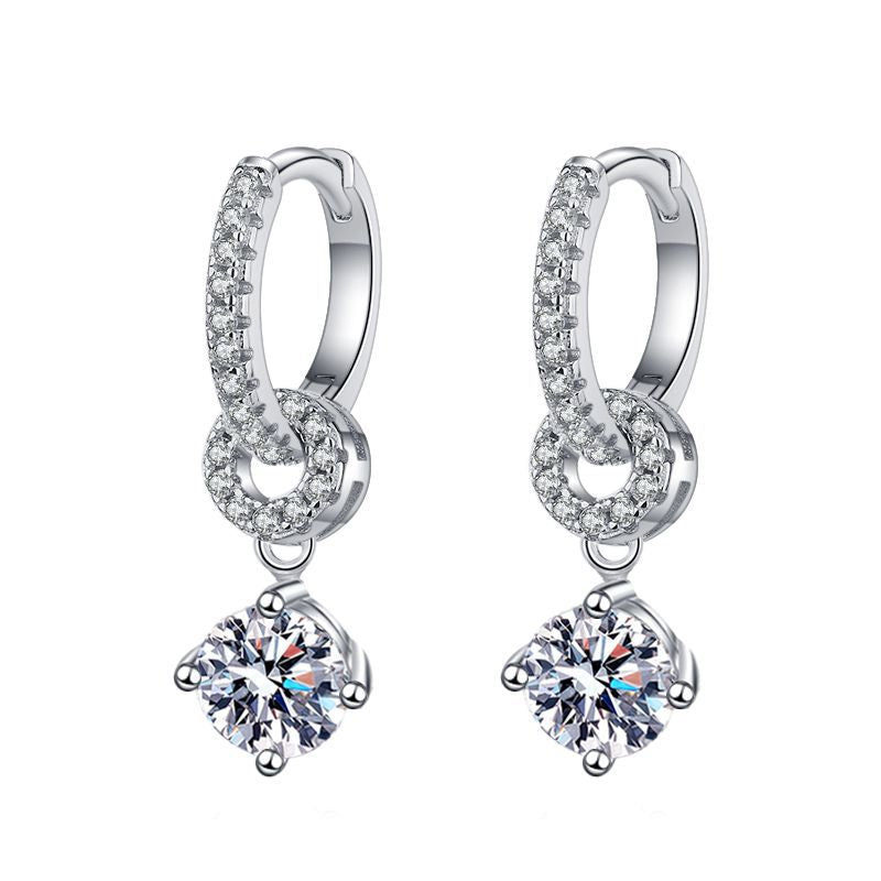 [Aetheris]INTERLOCKING DOUBLE RING MOISSANITE DROP EARRINGS