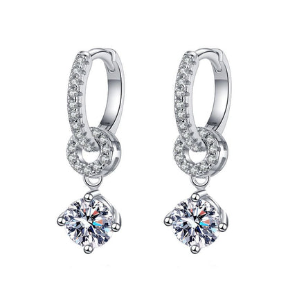 [Aetheris]INTERLOCKING DOUBLE RING MOISSANITE DROP EARRINGS