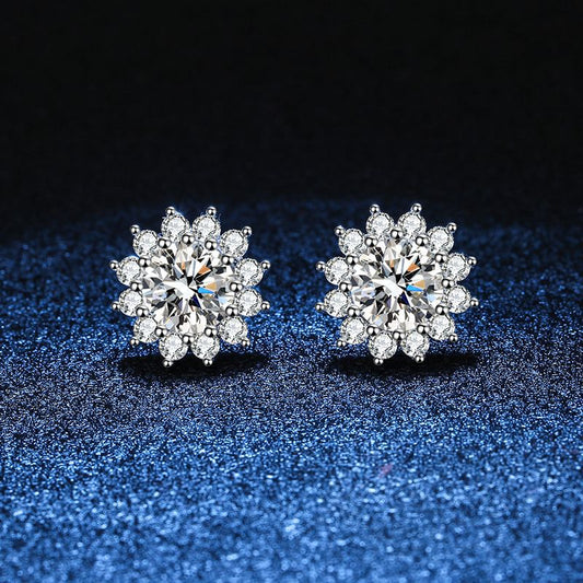 [Aetheris]BLOOMING SUNFLOWER MOISSANITE STUD EARRINGS