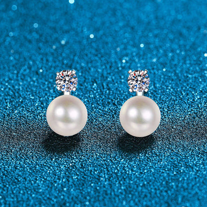 [Aetheris]ELEGANT NATURAL PEARL & MOISSANITE DROP EARRINGS