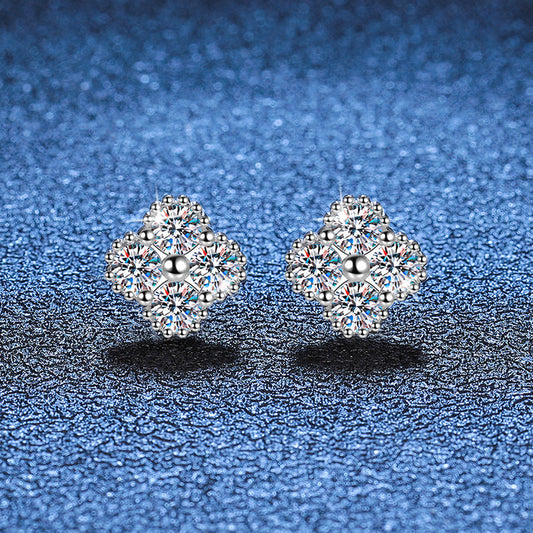 [Aetheris]ELEGANT FOUR-LEAF CLOVER MOISSANITE STUD EARRINGS
