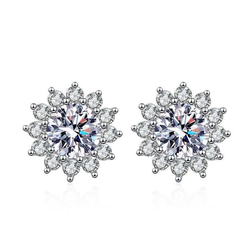 [Aetheris]BLOOMING SUNFLOWER MOISSANITE STUD EARRINGS