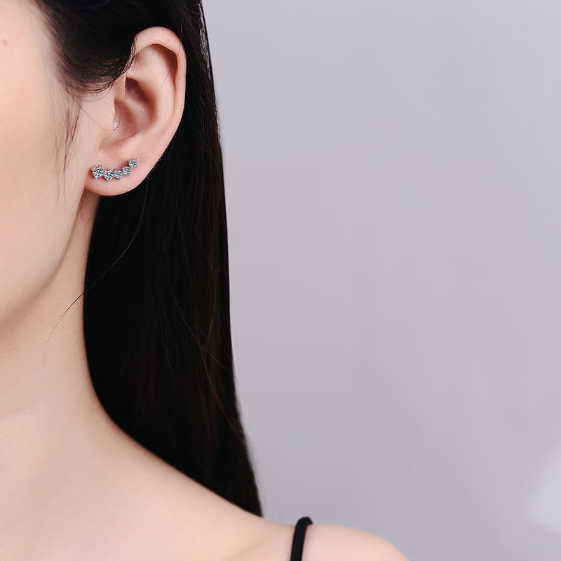 [Aetheris]SPARKLING SMILE ARC MOISSANITE STUD EARRINGS