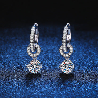 [Aetheris]INTERLOCKING DOUBLE RING MOISSANITE DROP EARRINGS