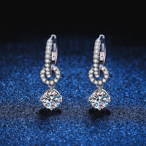 [Aetheris]INTERLOCKING DOUBLE RING MOISSANITE DROP EARRINGS