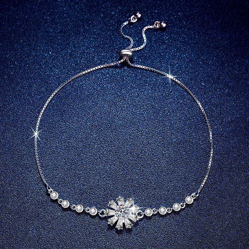 [Aetheris]STRAHLENDES EISIGES KRISTALL-SONNENBLUMEN-MOISSANIT-ARMBAND