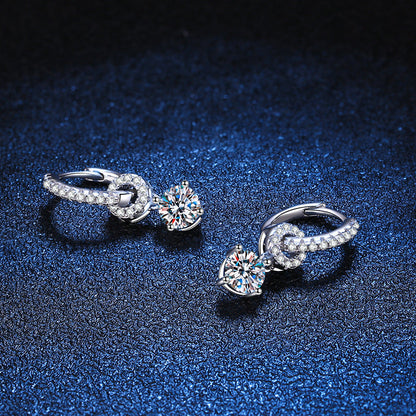 [Aetheris]INTERLOCKING DOUBLE RING MOISSANITE DROP EARRINGS