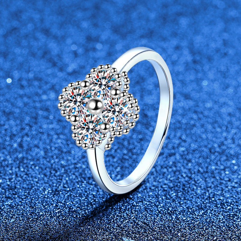 [Aetheris]ELEGANTER VIERBLÄTTRIGER KLEE MOISSANIT RING